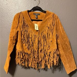 FOREVER 21 Fringe Suede Cropped Jacket